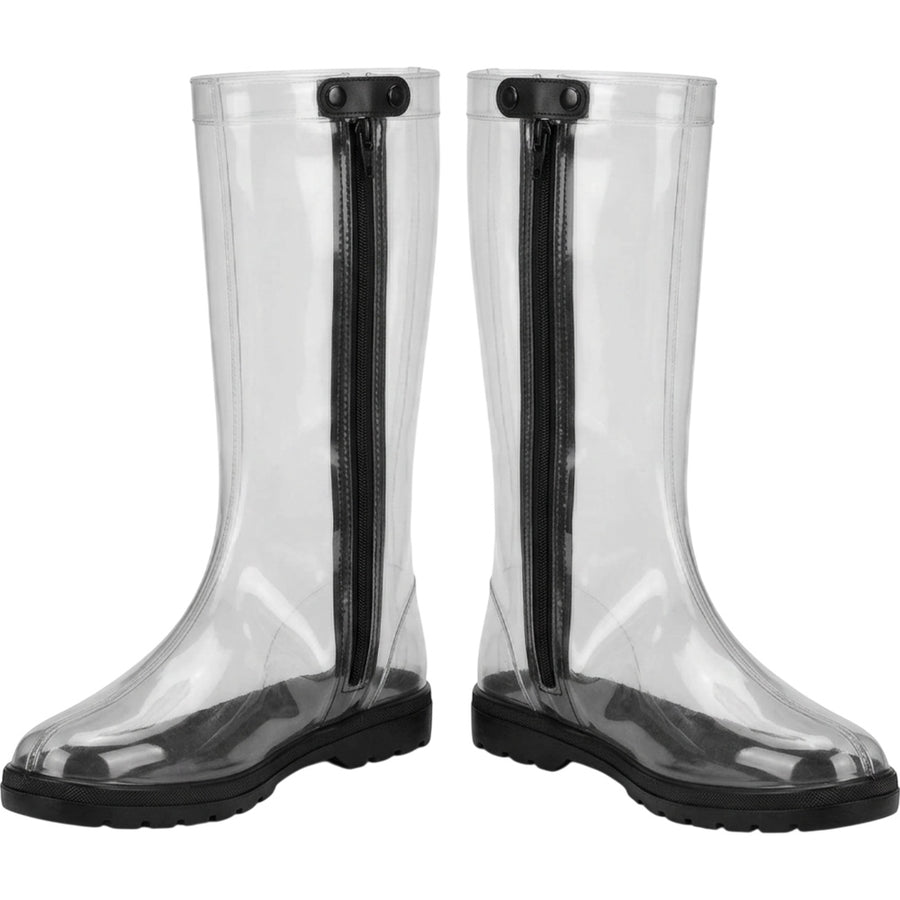 Zwfkg Zippered TPU Mid Calf Shoe Covers Clear Black